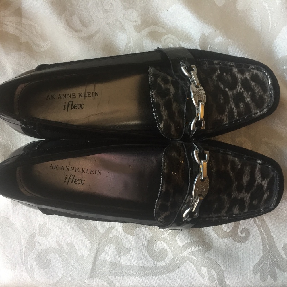 AK Anne Klein Black/Leopard IFlex Flats-Size 6 - Picture 3 of 8
